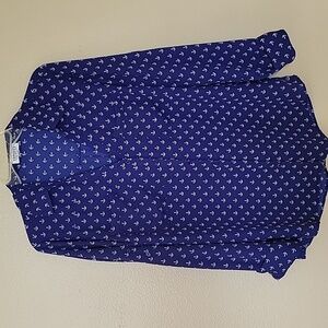 Express Portofino Womens Anchor Novelty Print Button Down Shirt - Size Large